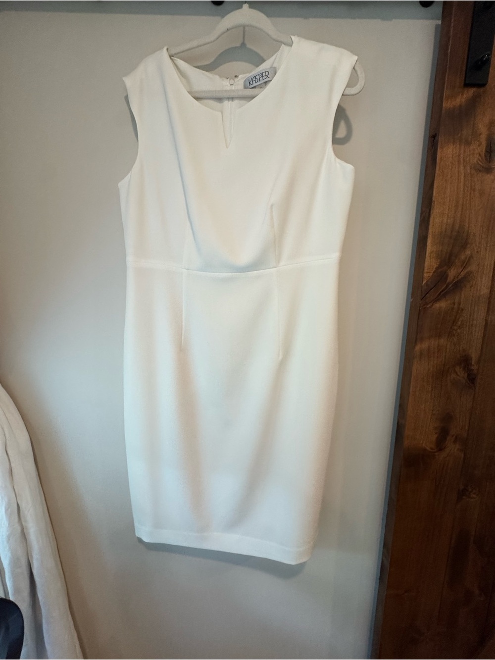 Kasper Cream Sleeveless Midi Sheath Dress